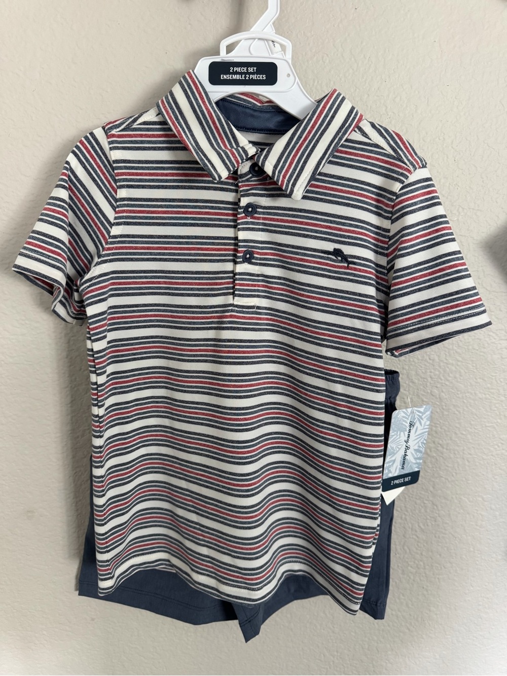 NWT Tommy Bahama 2 Pc. Boys Short Sleeve Striped Polo Shirt and Shorts 5T
